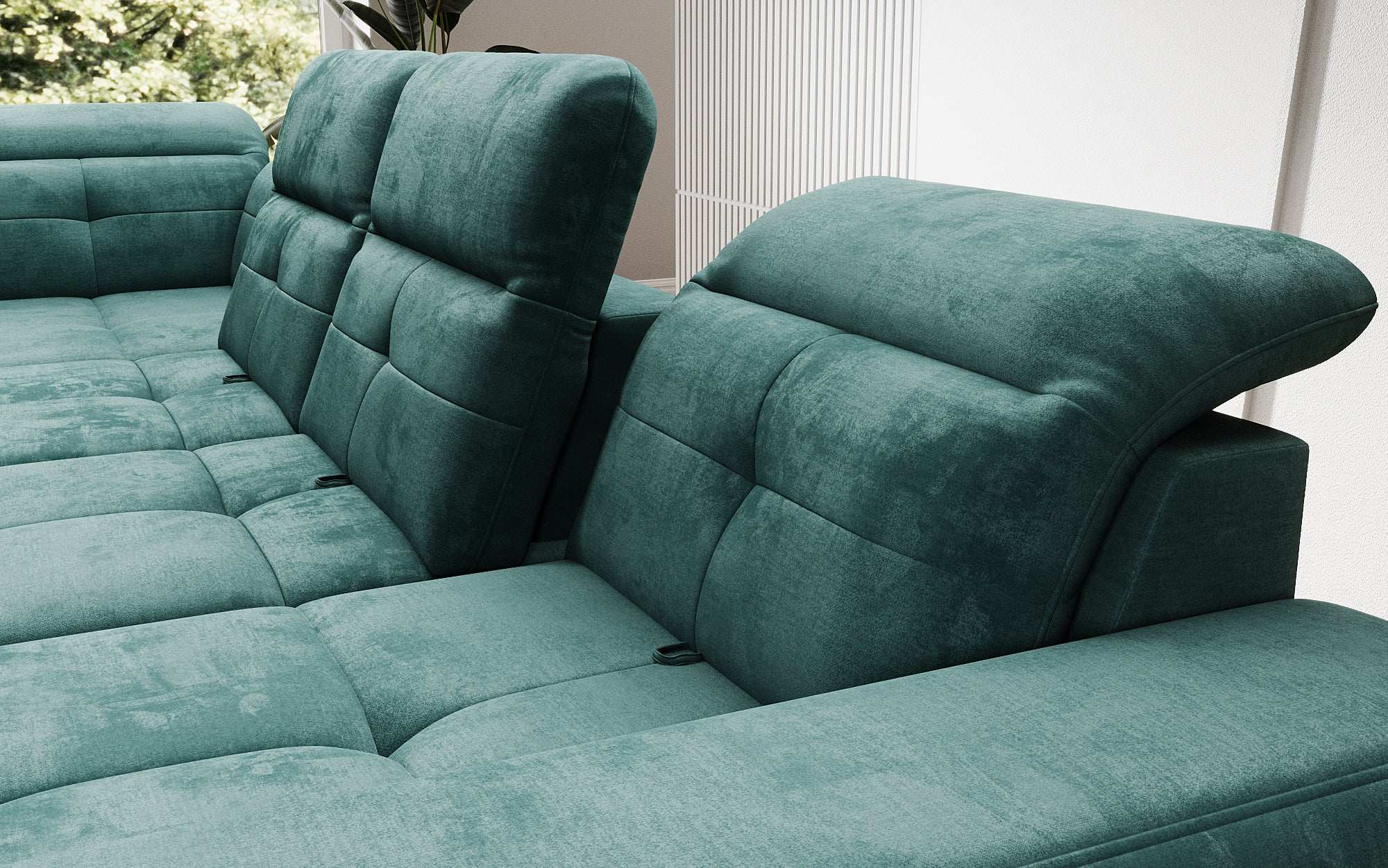 Designer Sofa Nerio with adjustable headrest and backrest