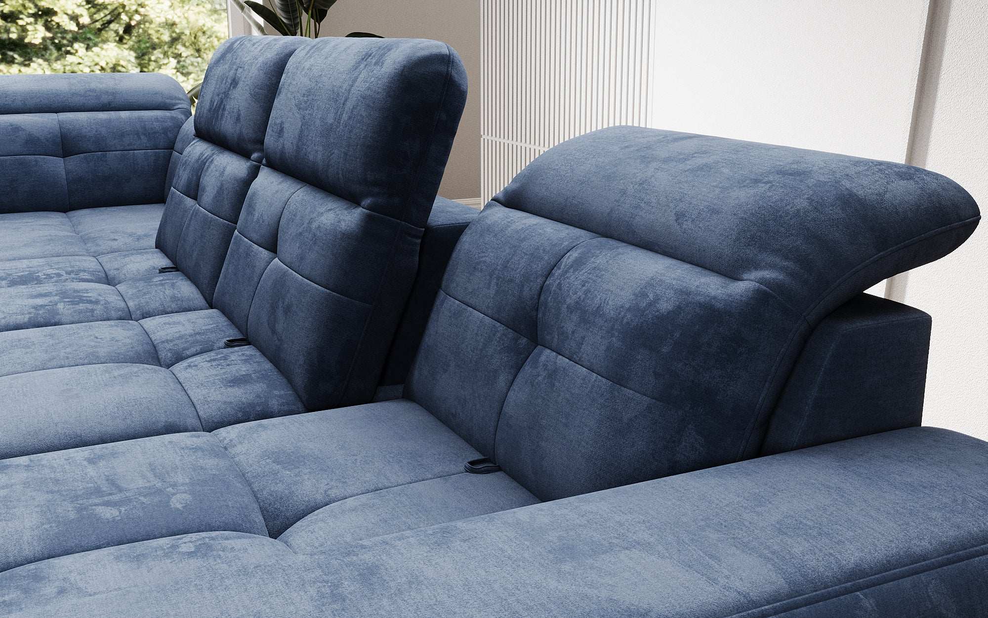 Designer Sofa Nerio with adjustable headrest and backrest