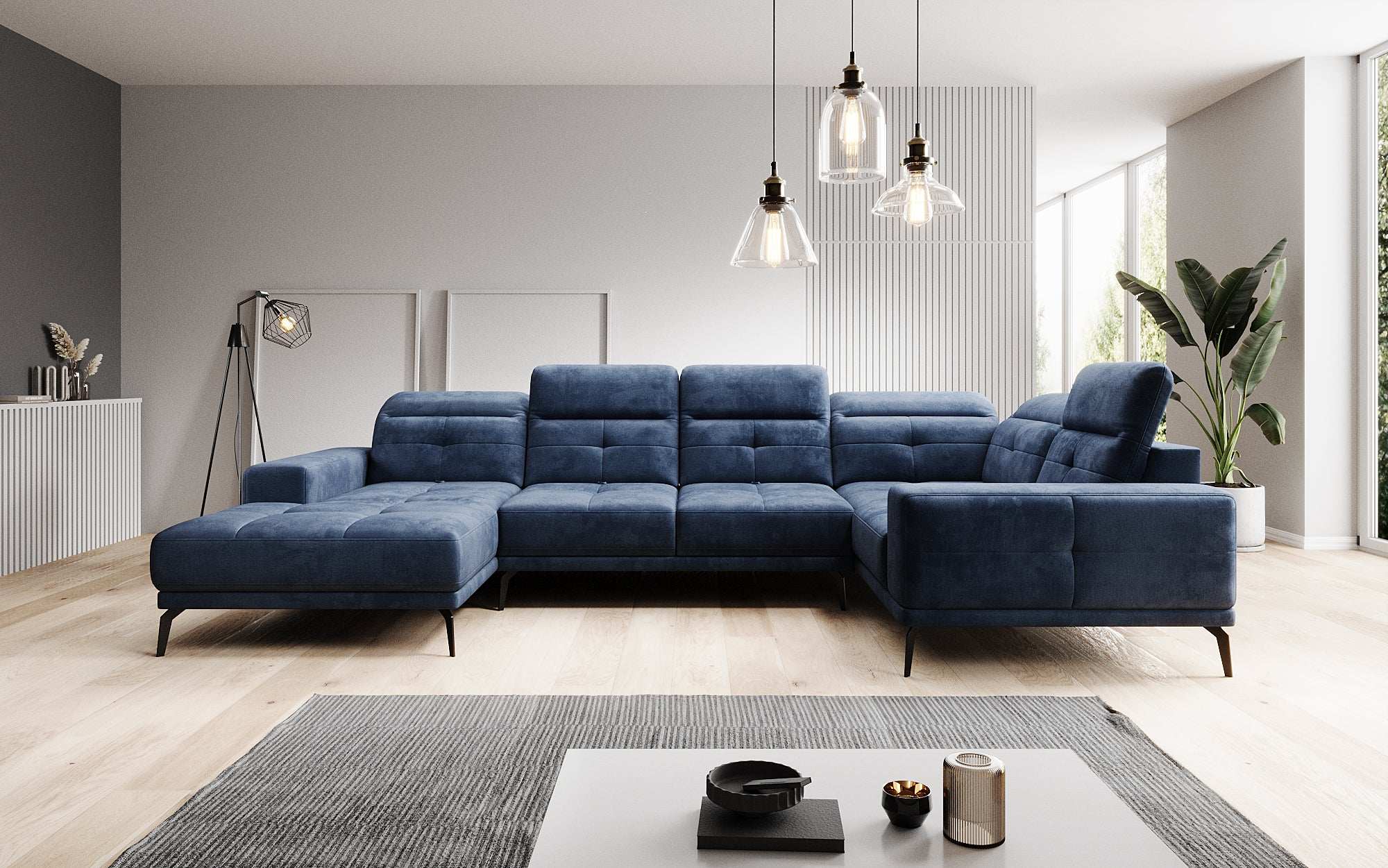 Designer Sofa Nerio with adjustable headrest and backrest