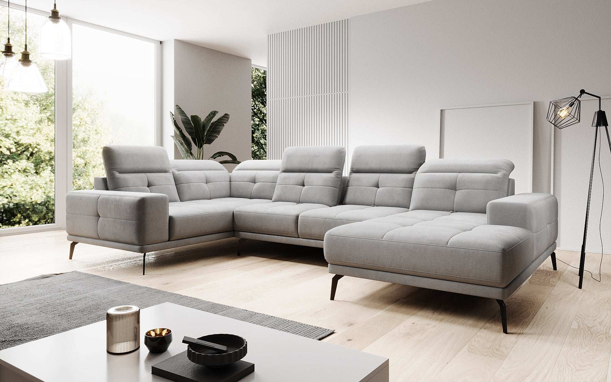 Designer Sofa Nerio with adjustable headrest and backrest