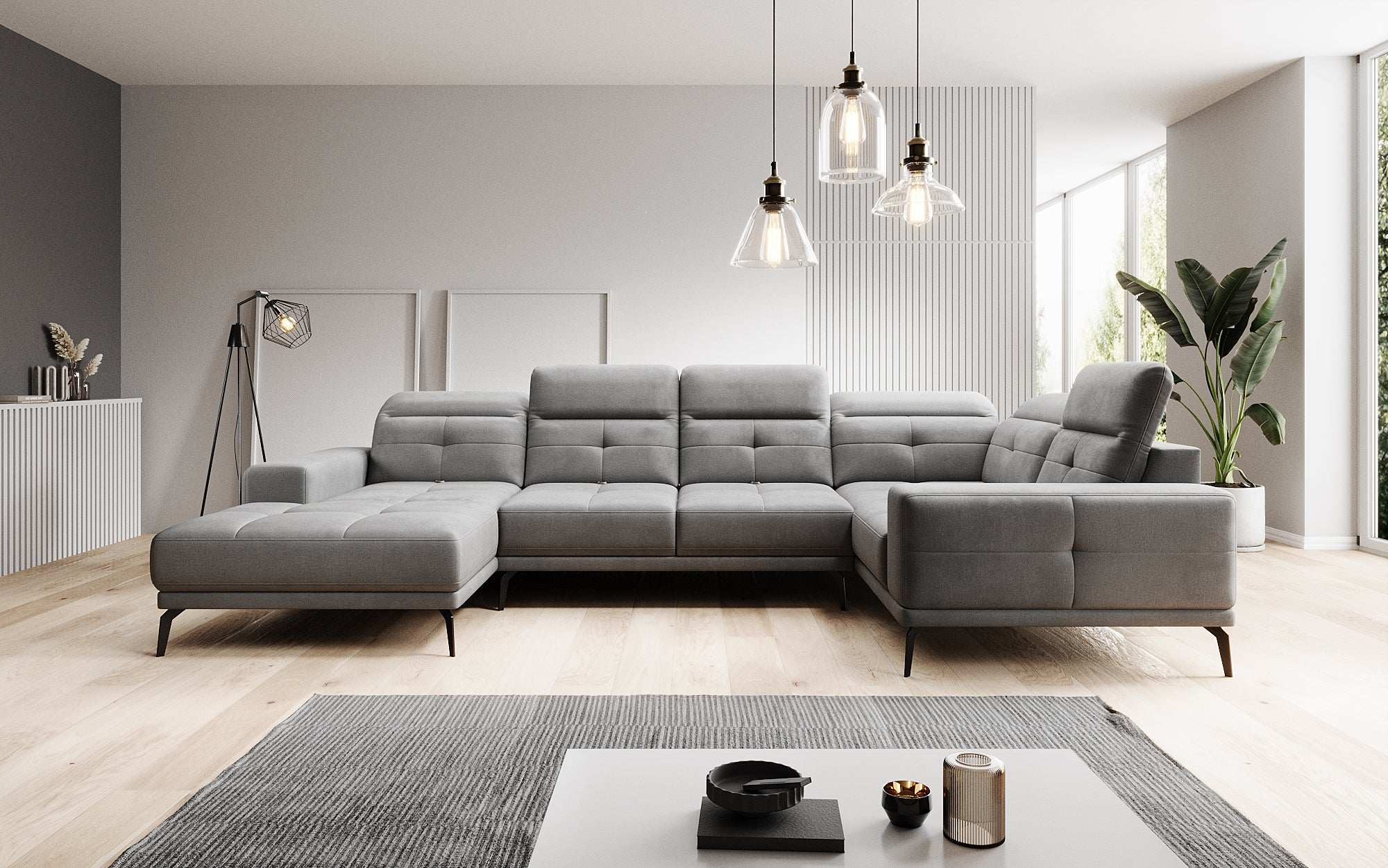 Designer Sofa Nerio with adjustable headrest and backrest