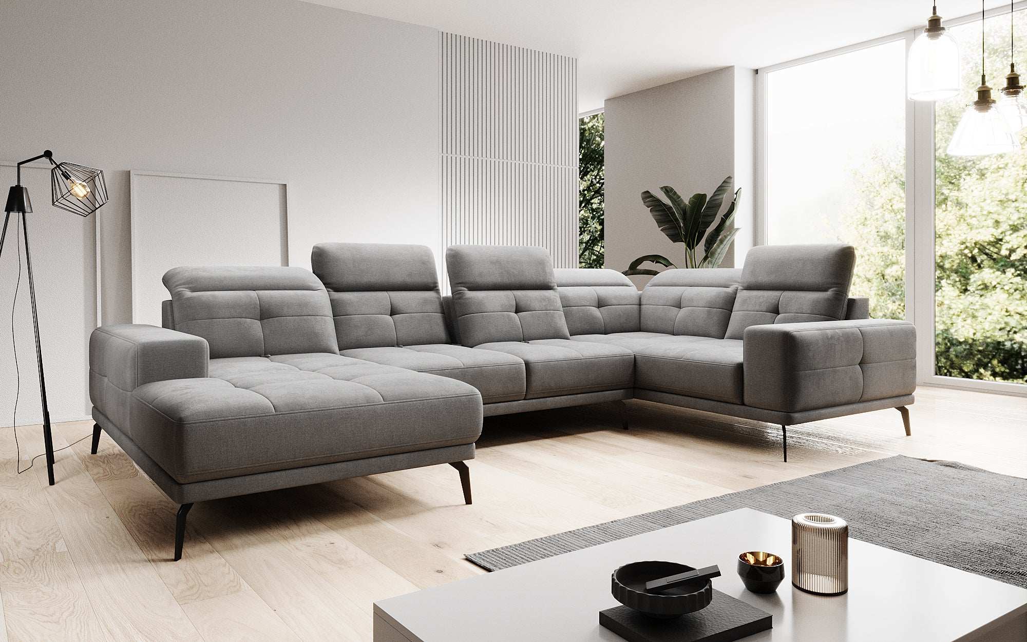 Designer Sofa Nerio with adjustable headrest and backrest
