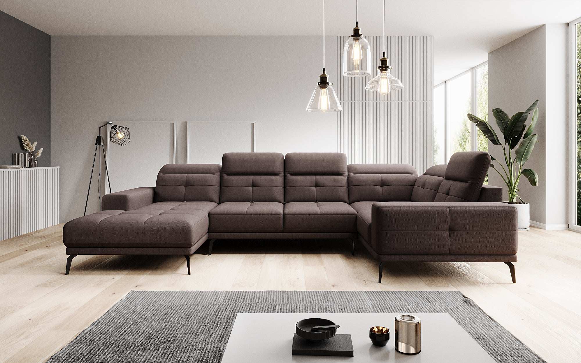 Designer Sofa Nerio with adjustable headrest and backrest