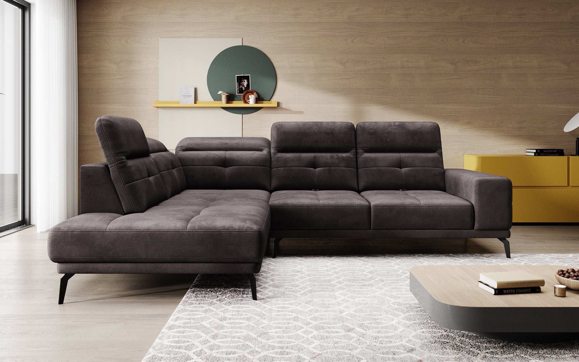 Designer Sofa Isabella with adjustable headrest and backrest
