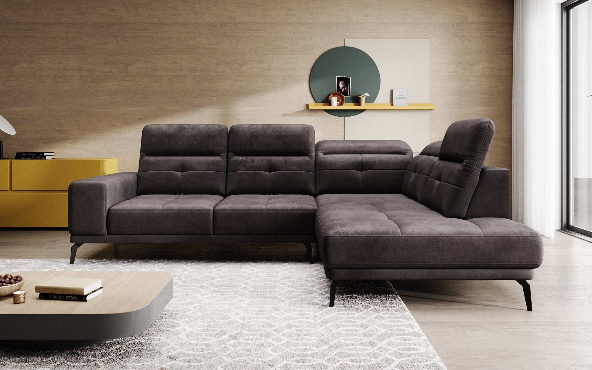 Designer Sofa Isabella with adjustable headrest and backrest