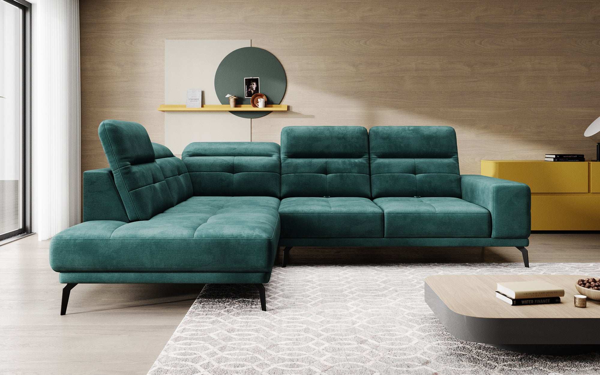 Designer Sofa Isabella with adjustable headrest and backrest