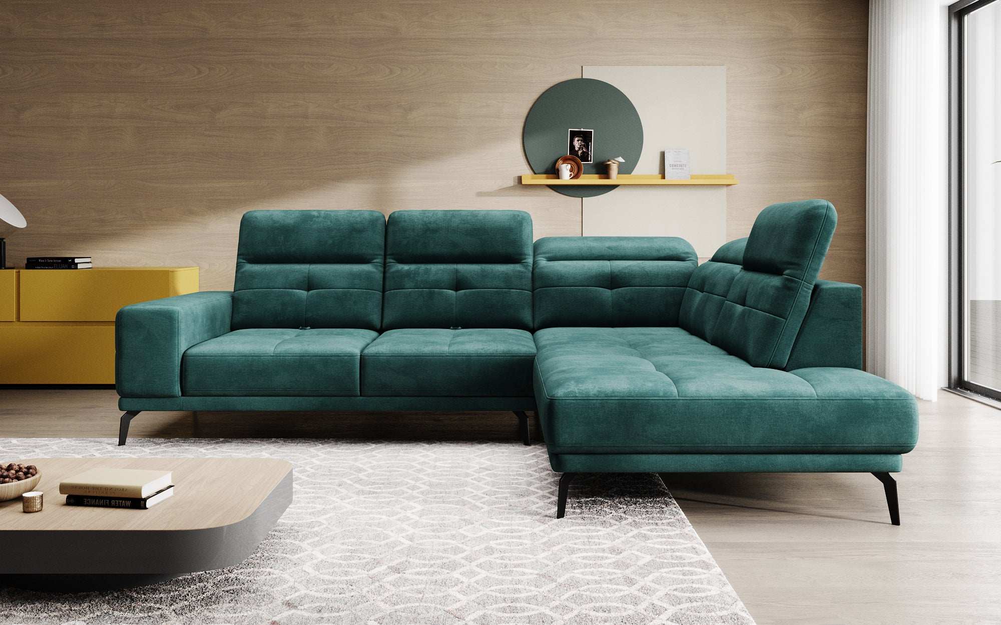 Designer Sofa Isabella with adjustable headrest and backrest