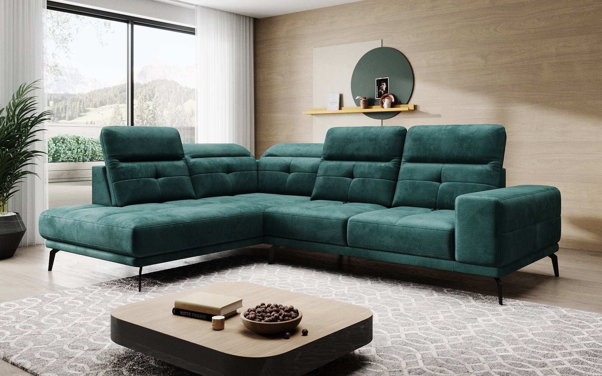Designer Sofa Isabella with adjustable headrest and backrest