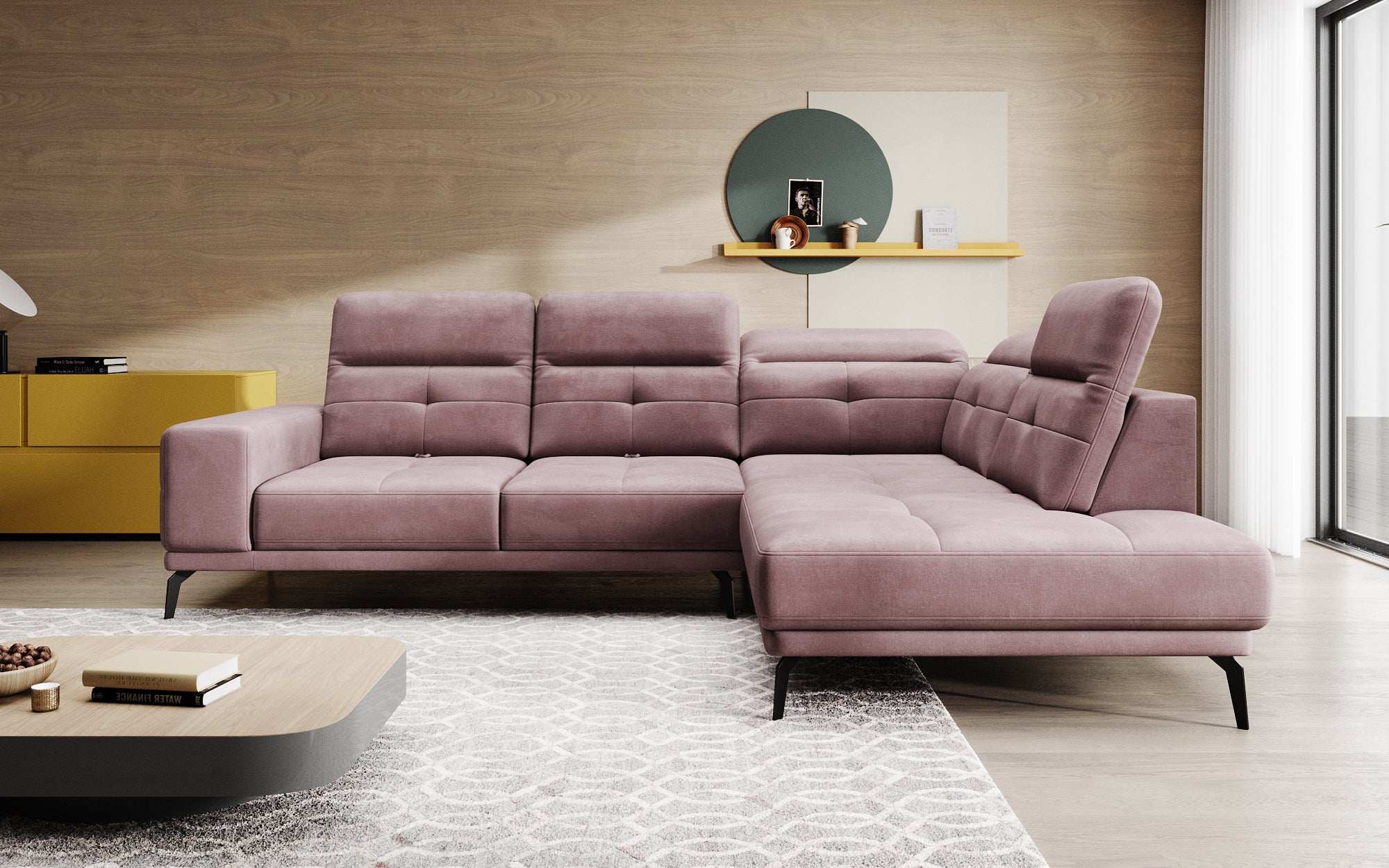 Designer Sofa Isabella with adjustable headrest and backrest