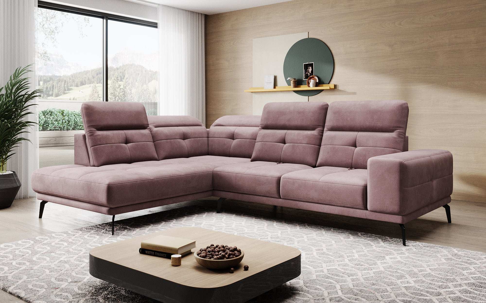 Designer Sofa Isabella with adjustable headrest and backrest