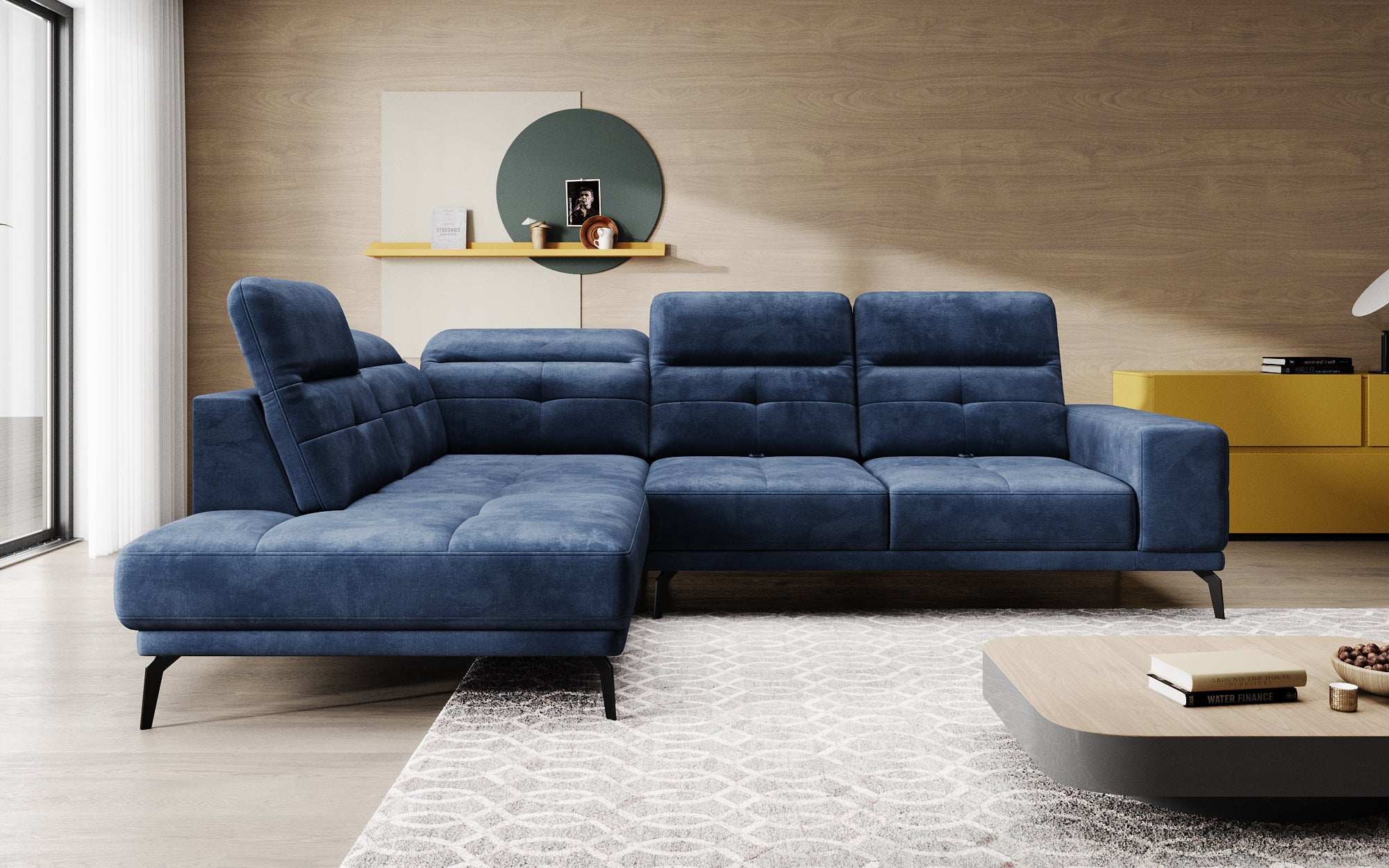 Designer Sofa Isabella with adjustable headrest and backrest