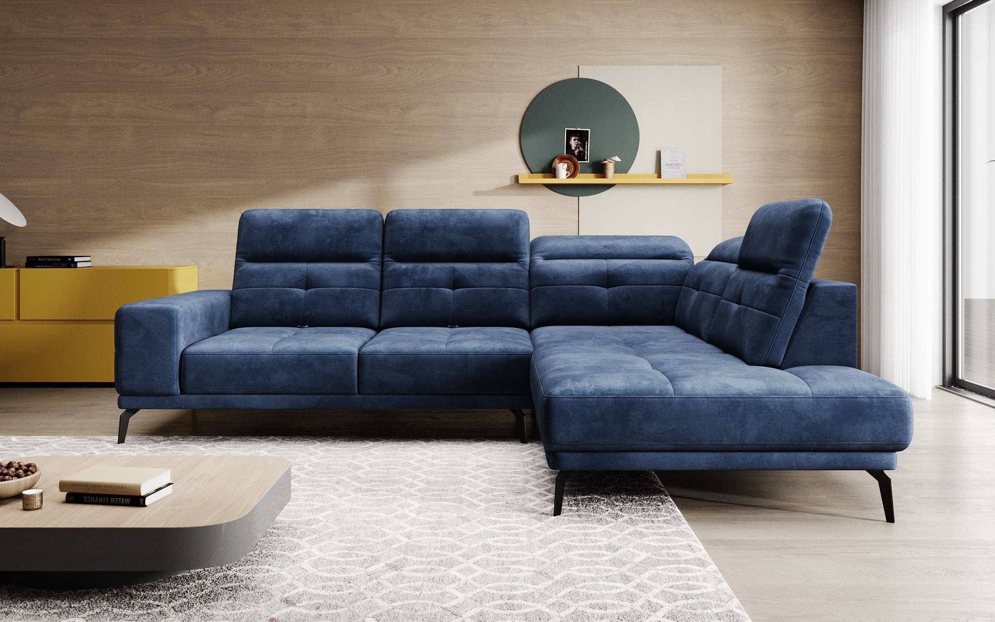 Designer Sofa Isabella with adjustable headrest and backrest