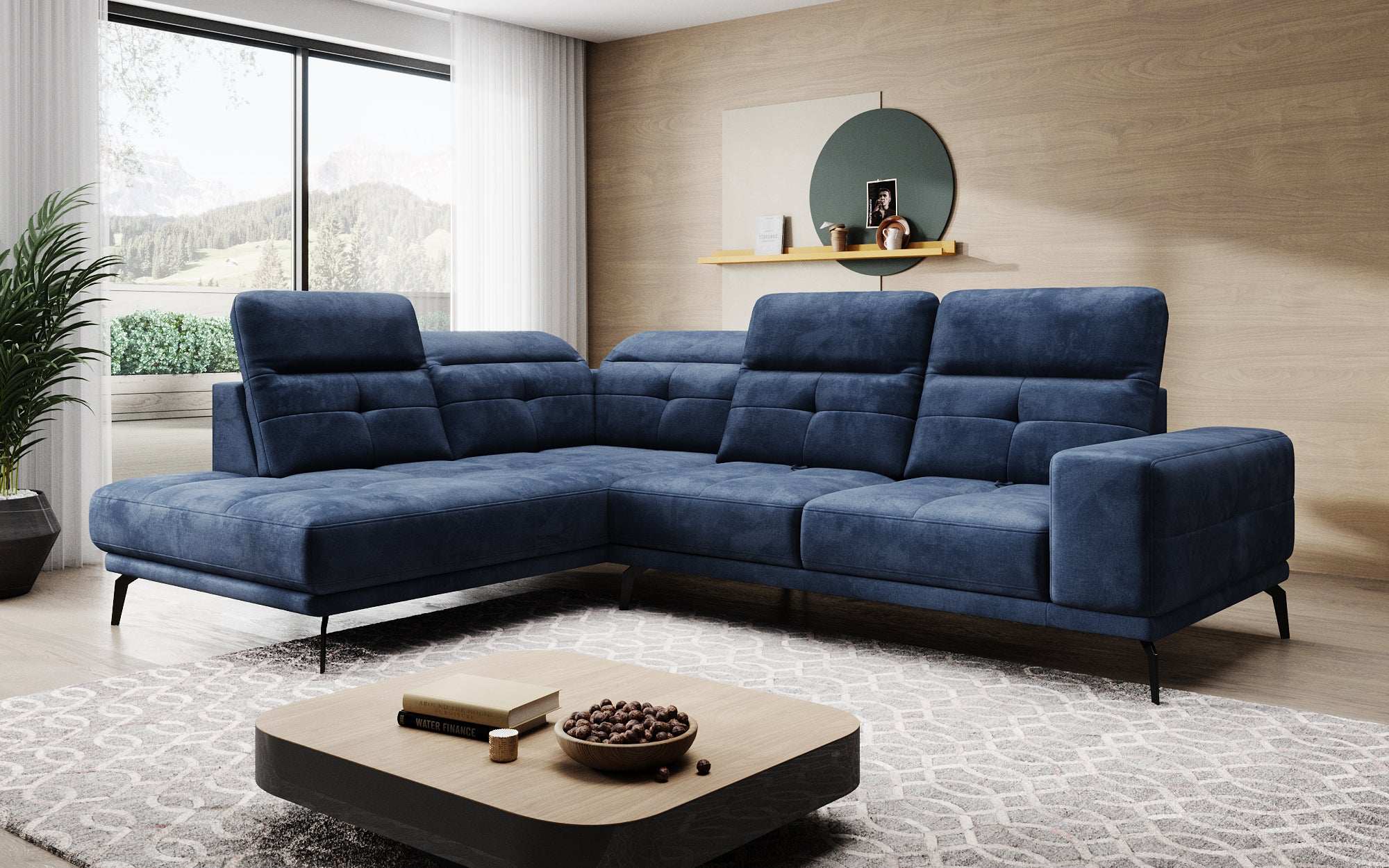 Designer Sofa Isabella with adjustable headrest and backrest