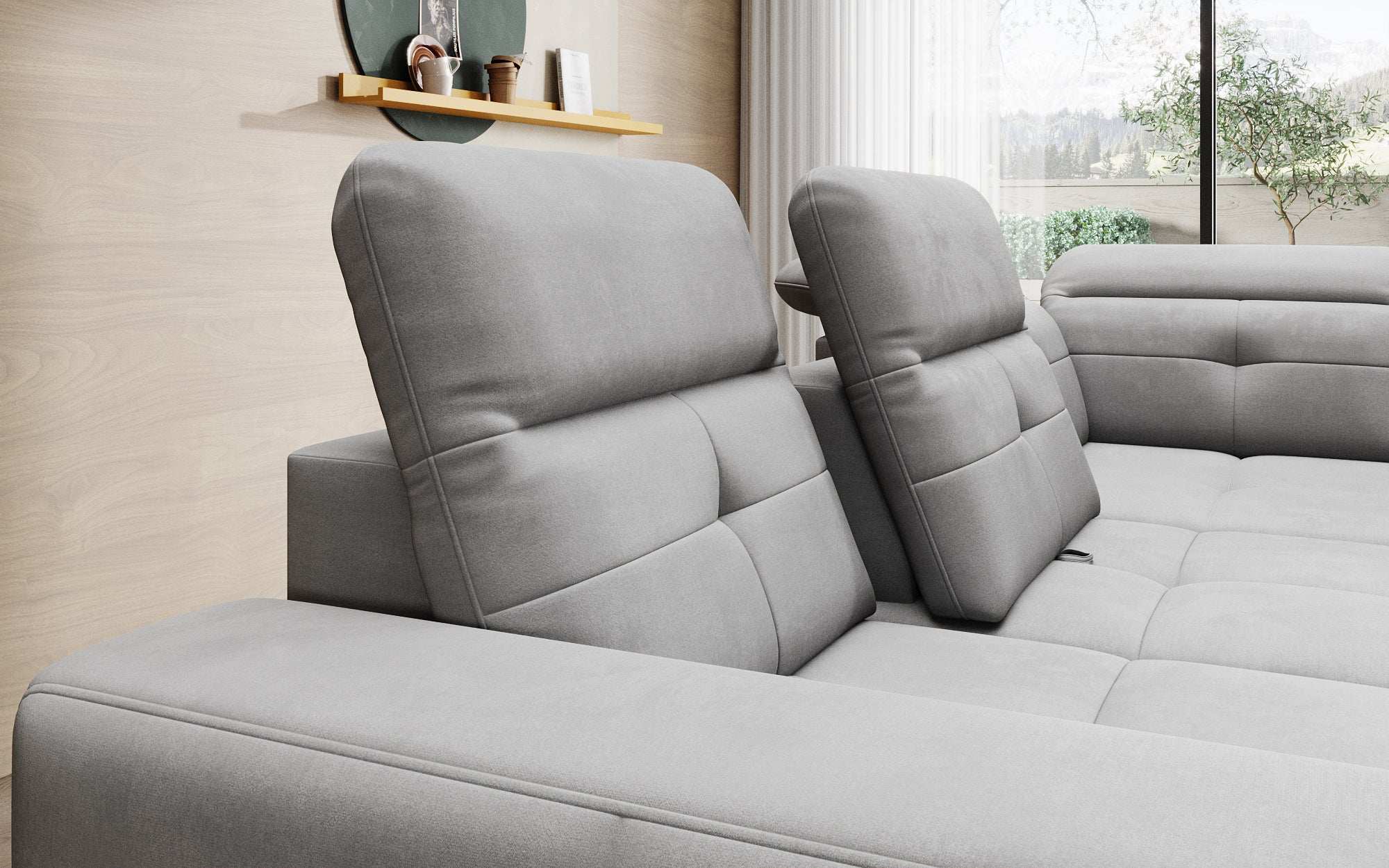 Designer Sofa Isabella with adjustable headrest and backrest