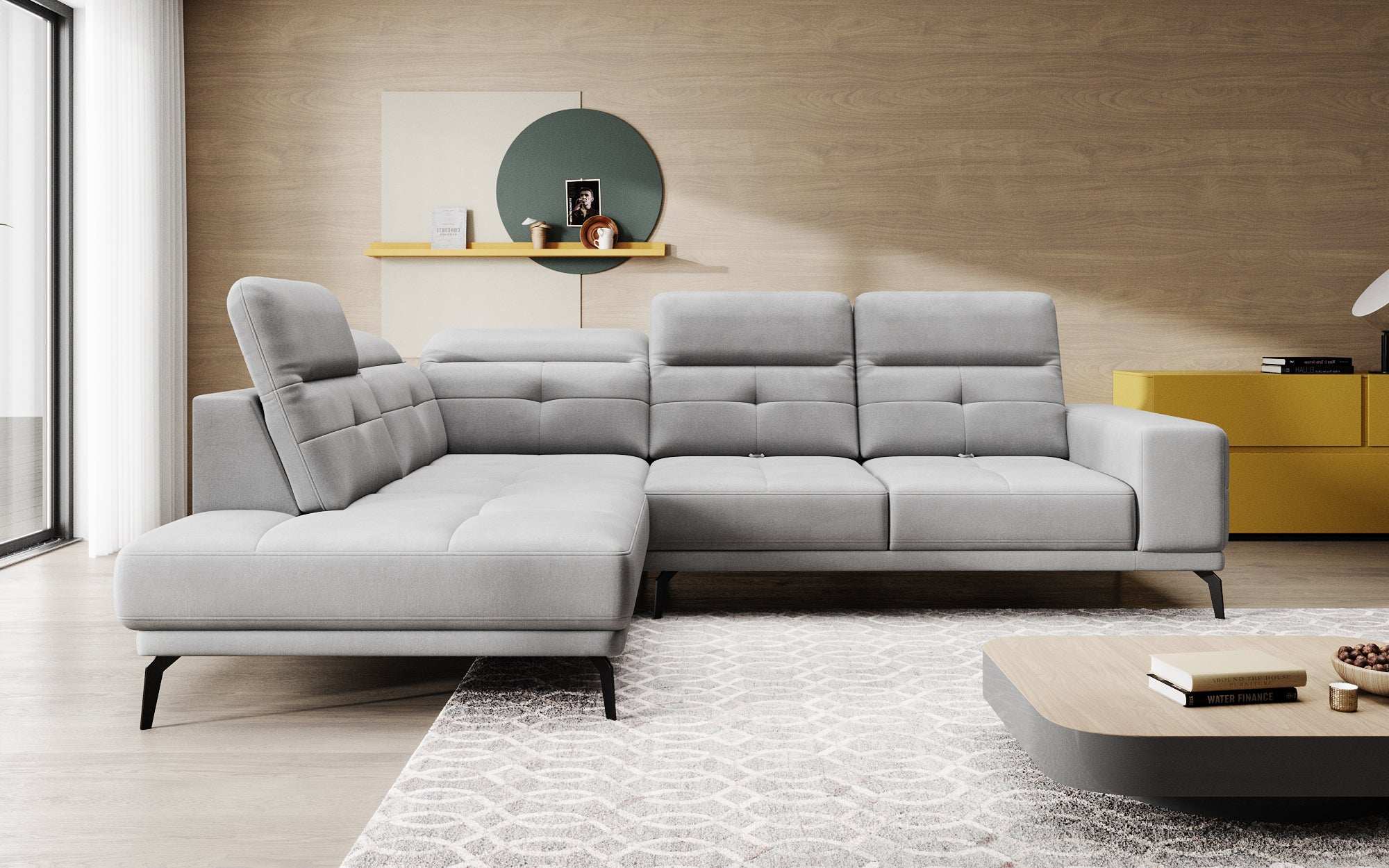 Designer Sofa Isabella with adjustable headrest and backrest