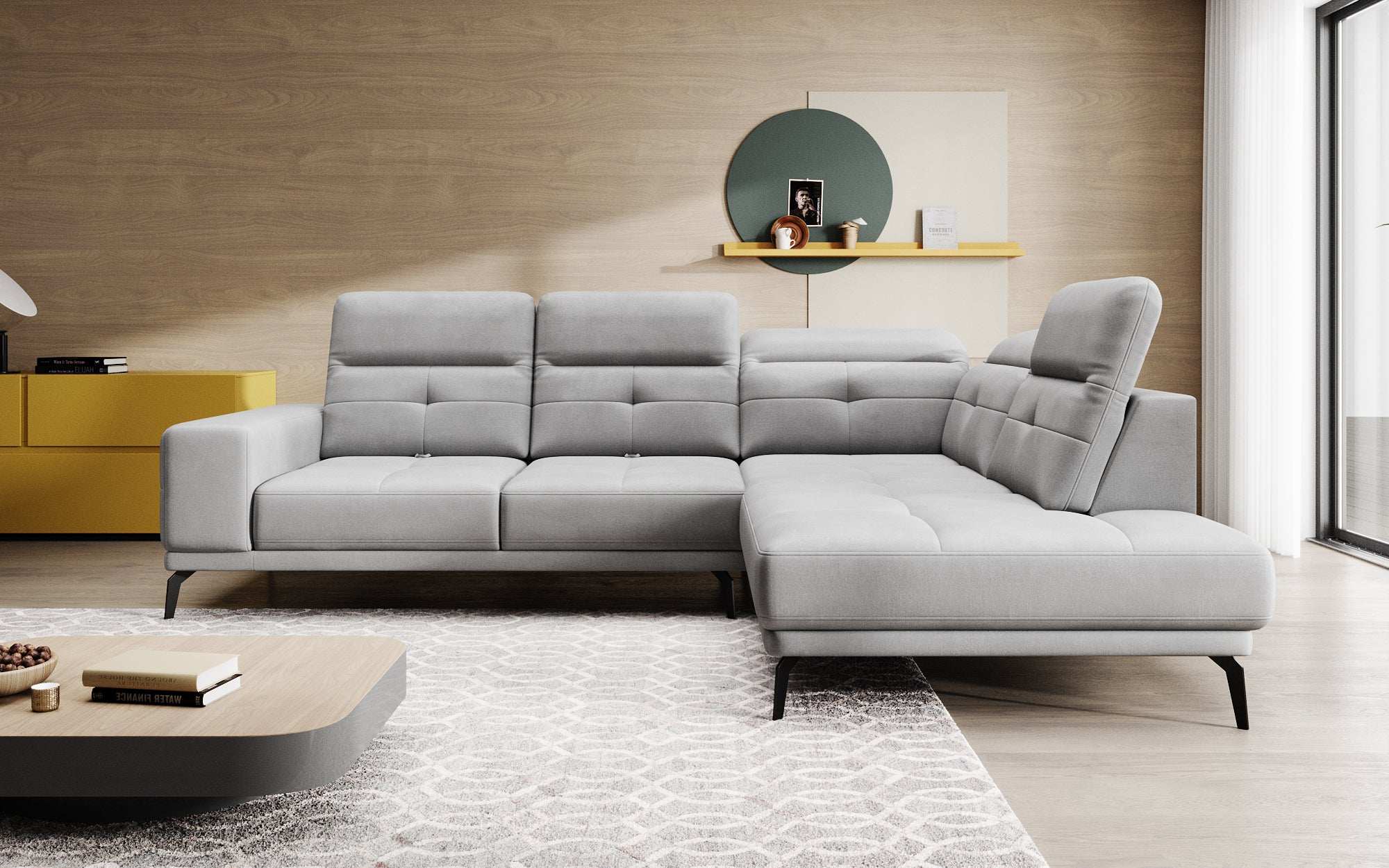 Designer Sofa Isabella with adjustable headrest and backrest