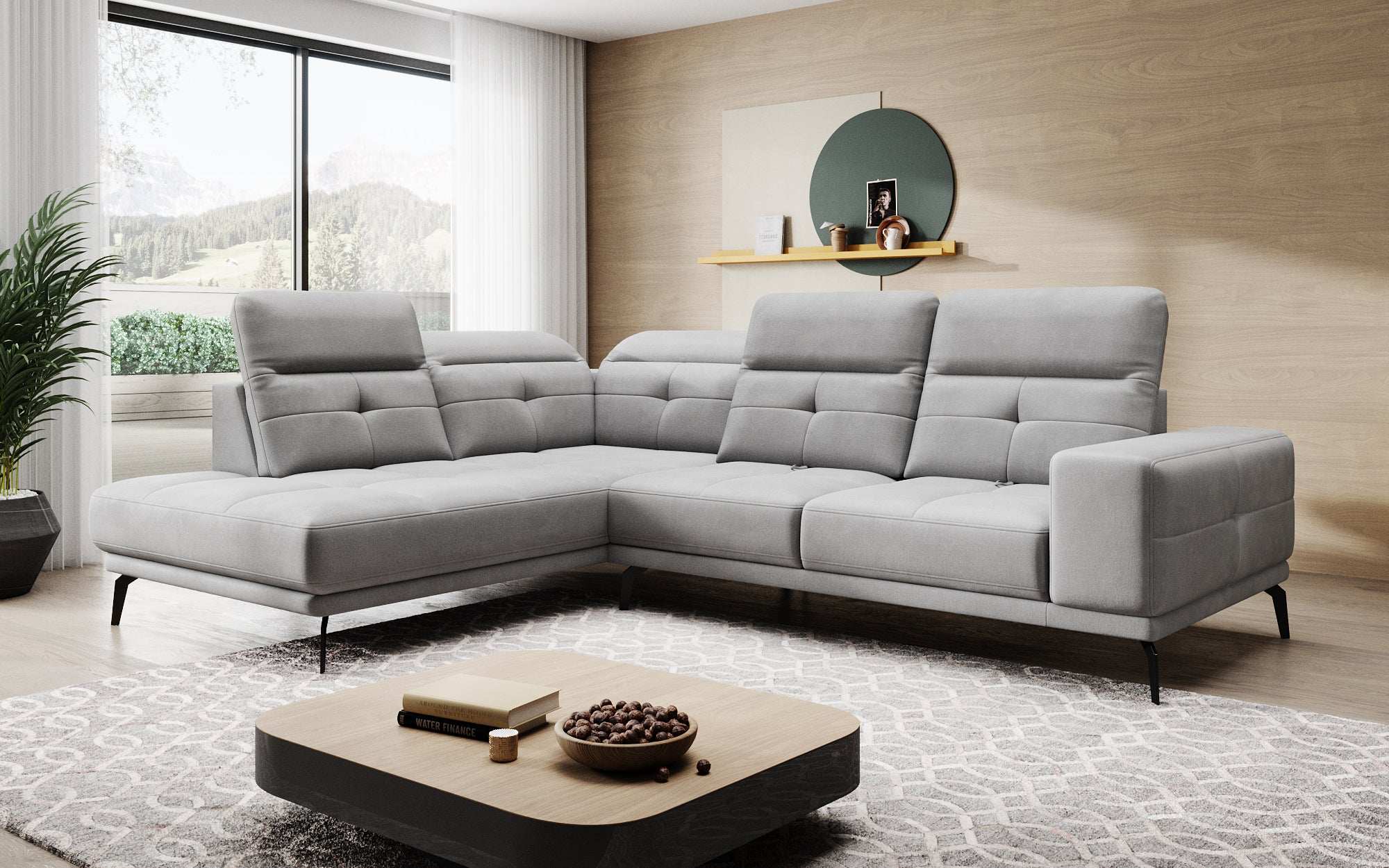 Designer Sofa Isabella with adjustable headrest and backrest