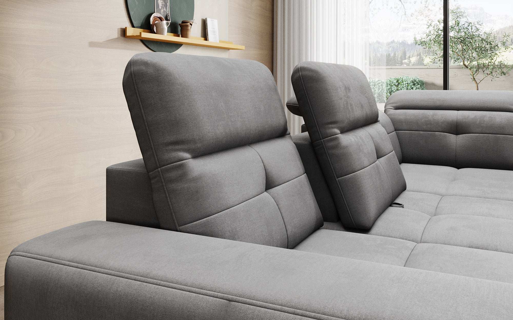 Designer Sofa Isabella with adjustable headrest and backrest