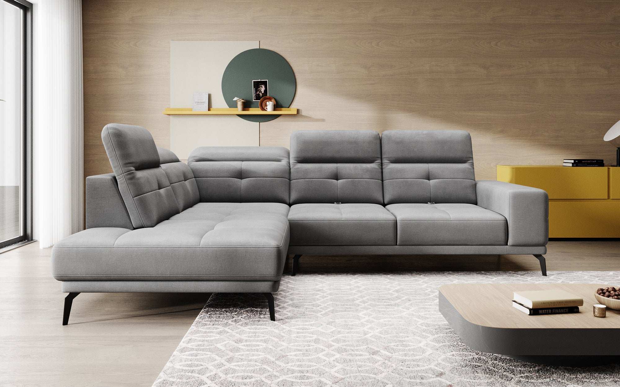 Designer Sofa Isabella with adjustable headrest and backrest