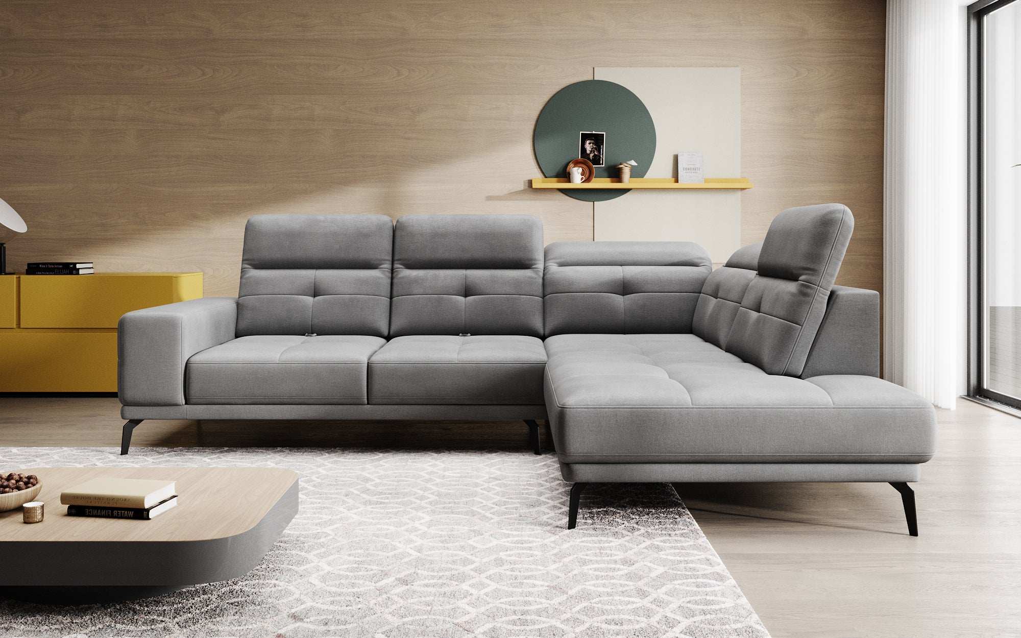 Designer Sofa Isabella with adjustable headrest and backrest
