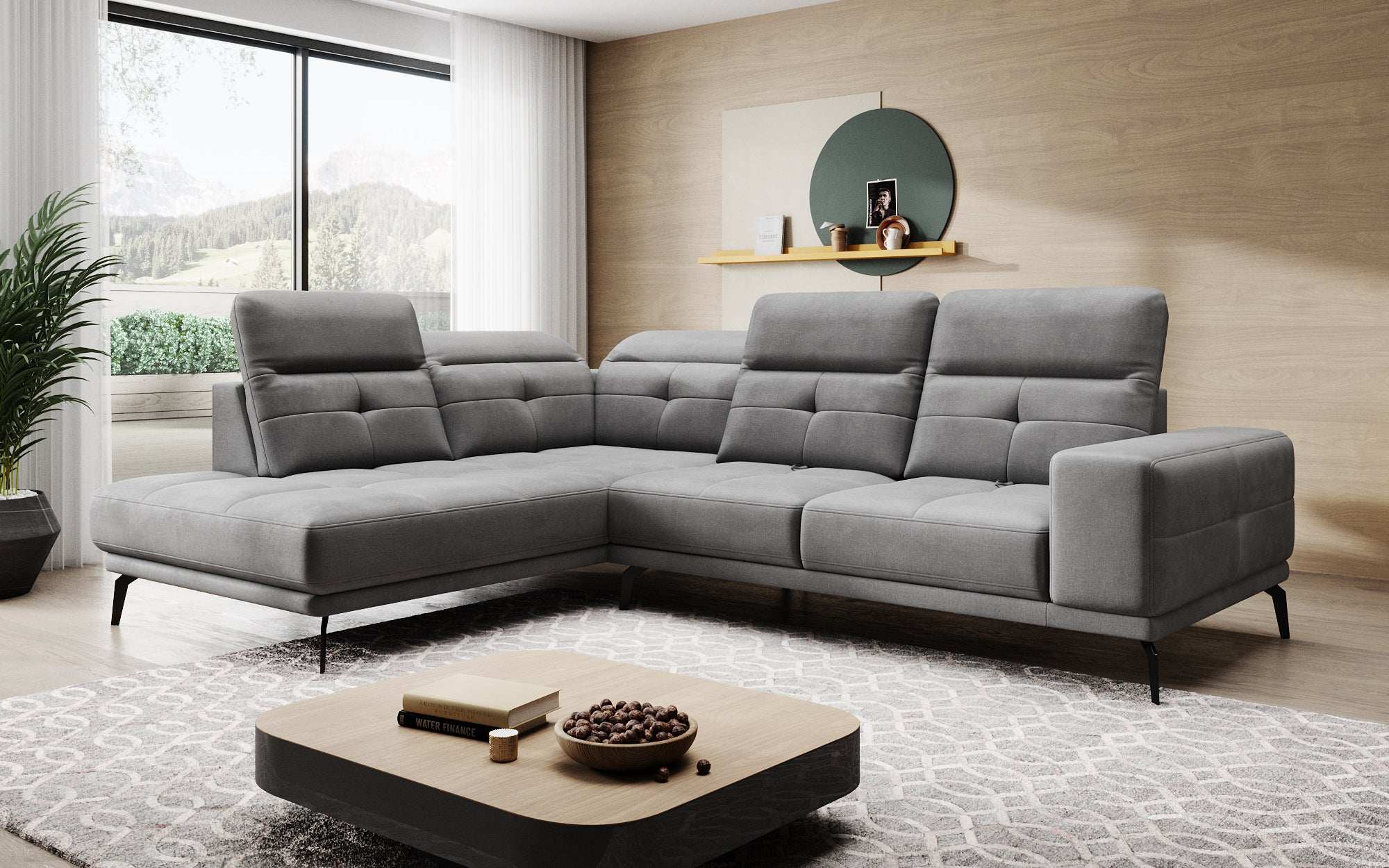 Designer Sofa Isabella with adjustable headrest and backrest
