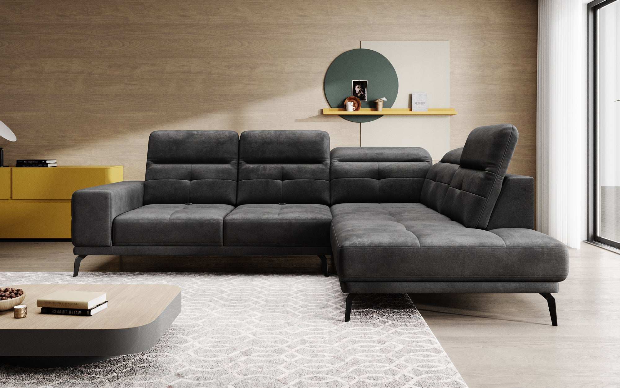 Designer Sofa Isabella with adjustable headrest and backrest