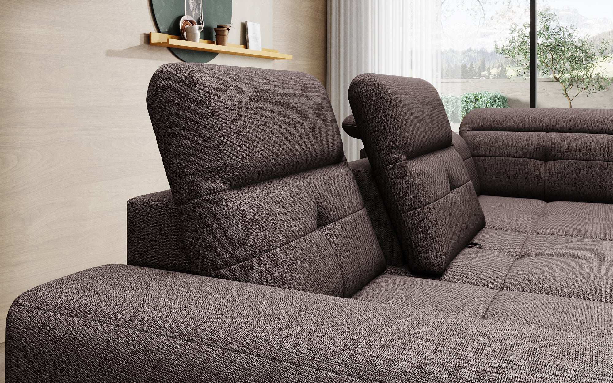 Designer Sofa Isabella with adjustable headrest and backrest