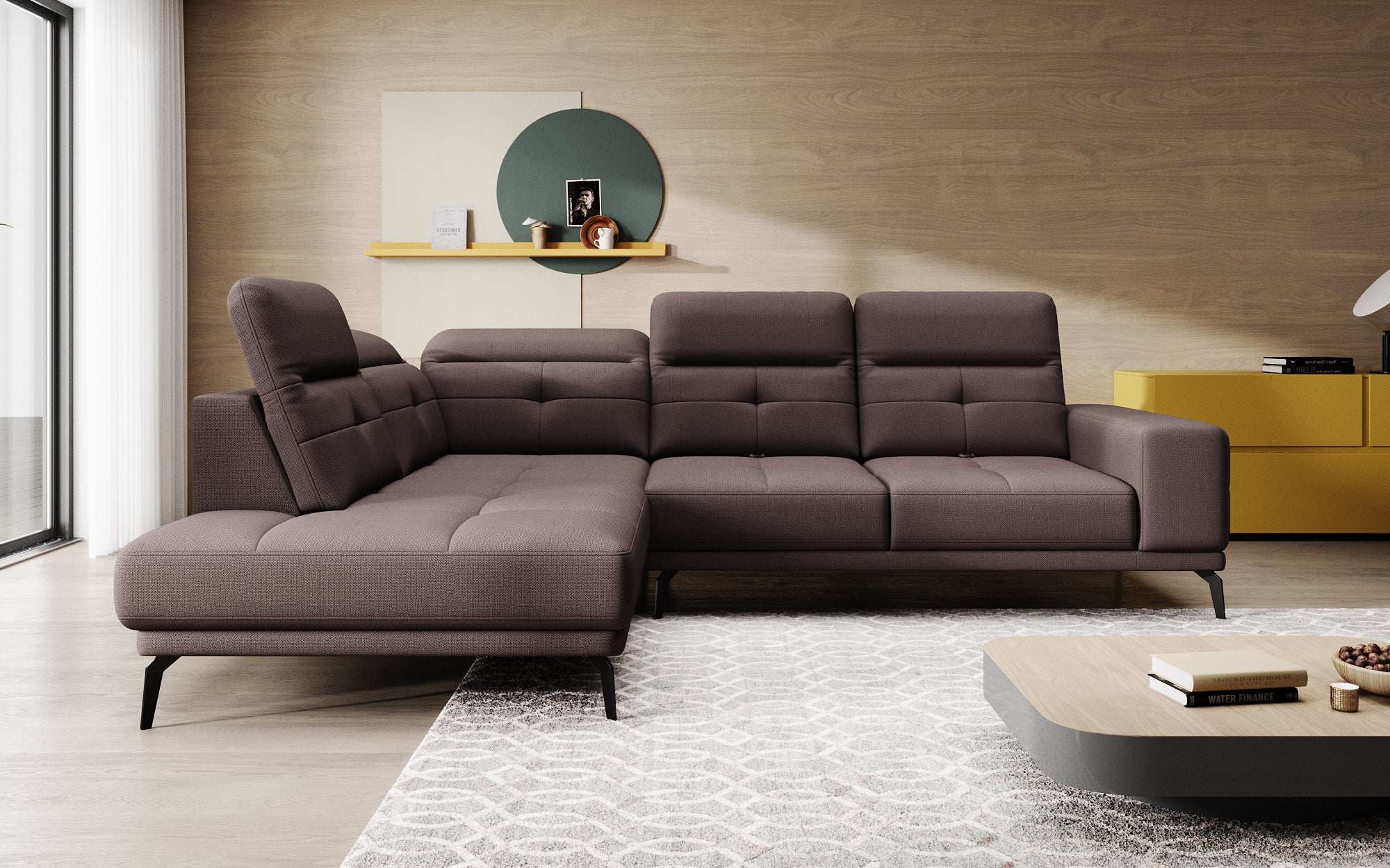 Designer Sofa Isabella with adjustable headrest and backrest