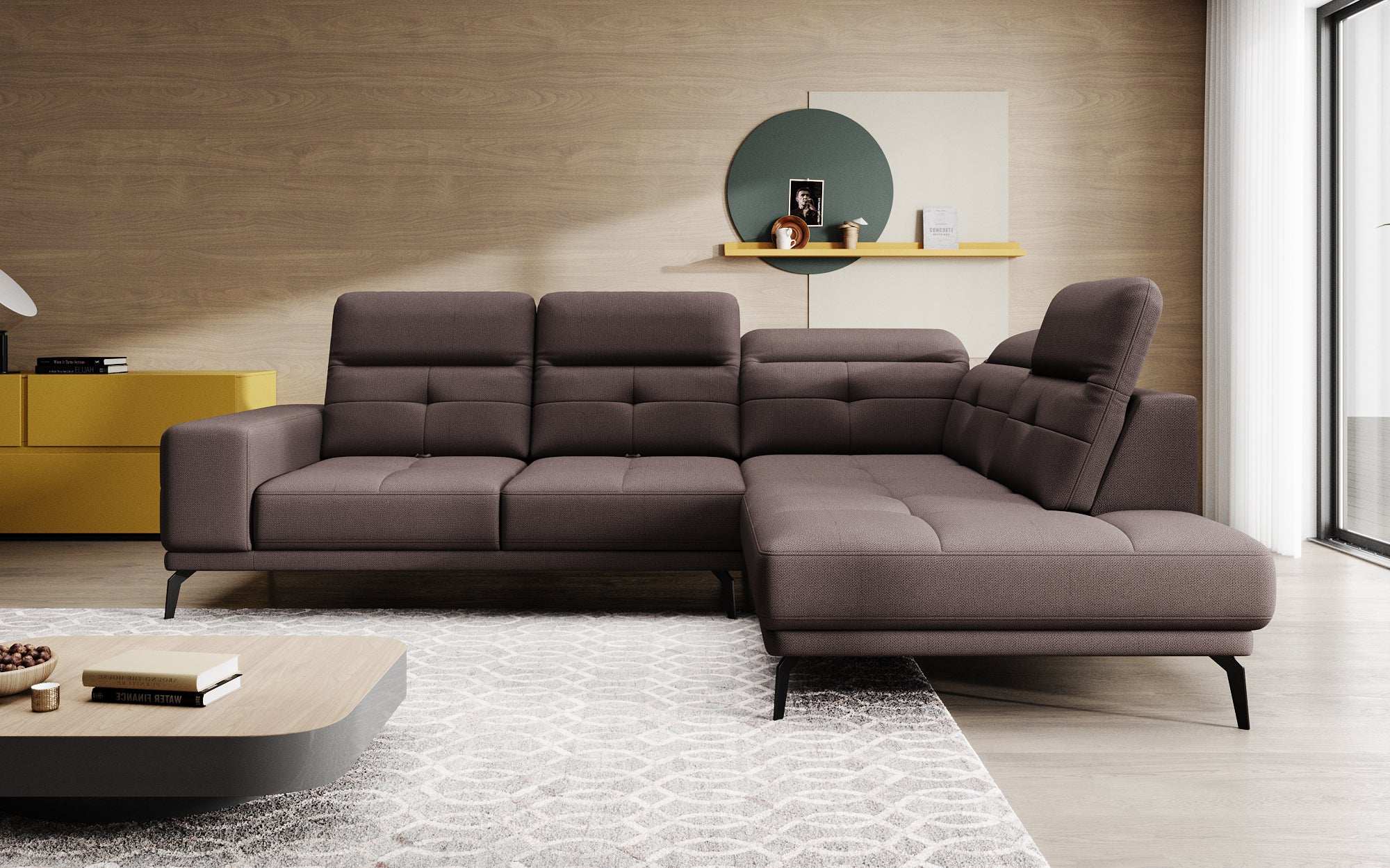 Designer Sofa Isabella with adjustable headrest and backrest