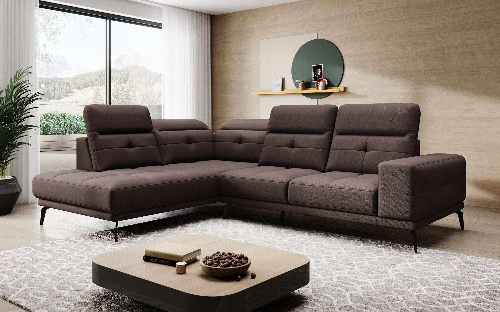 Designer Sofa Isabella with adjustable headrest and backrest