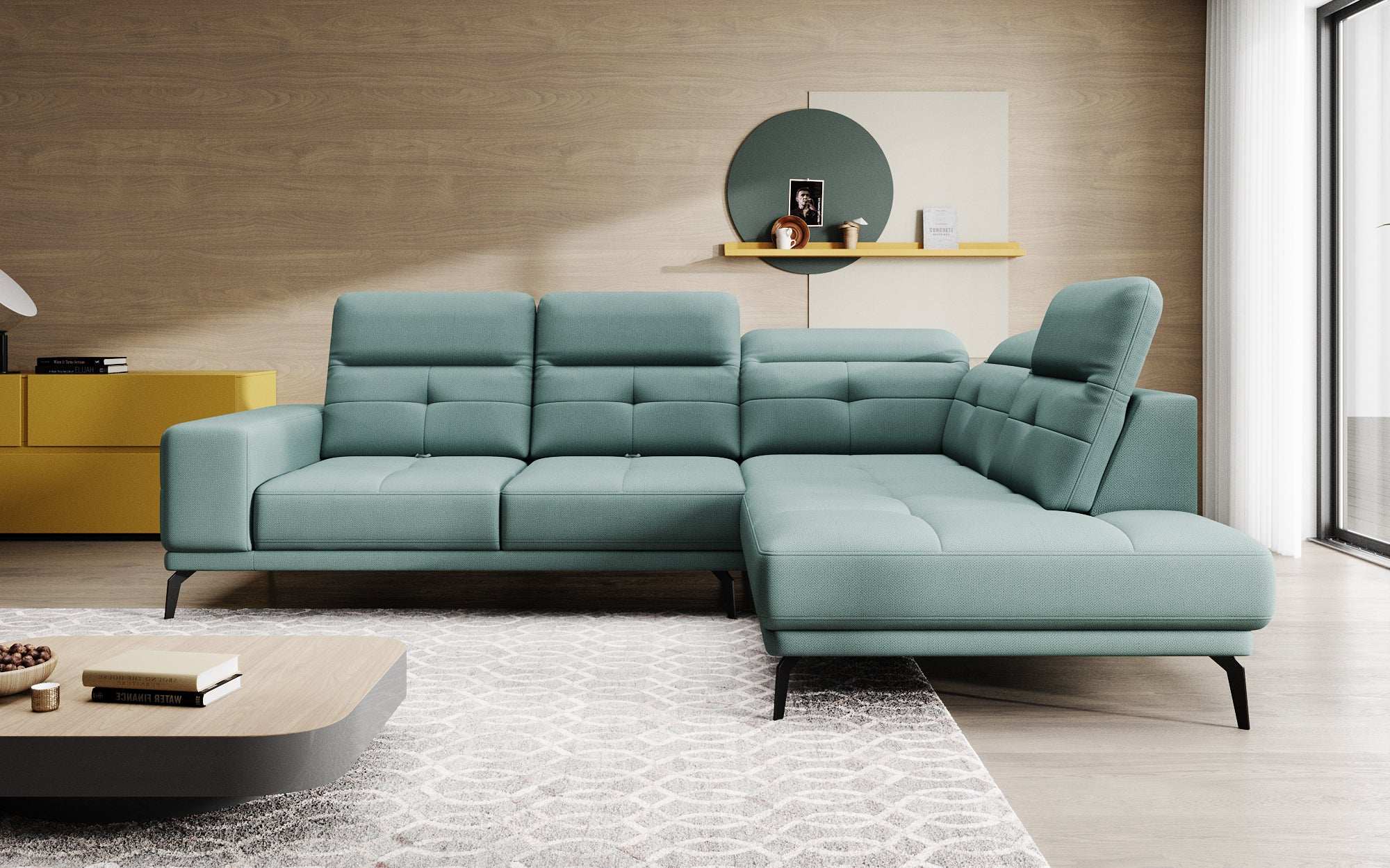 Designer Sofa Isabella with adjustable headrest and backrest