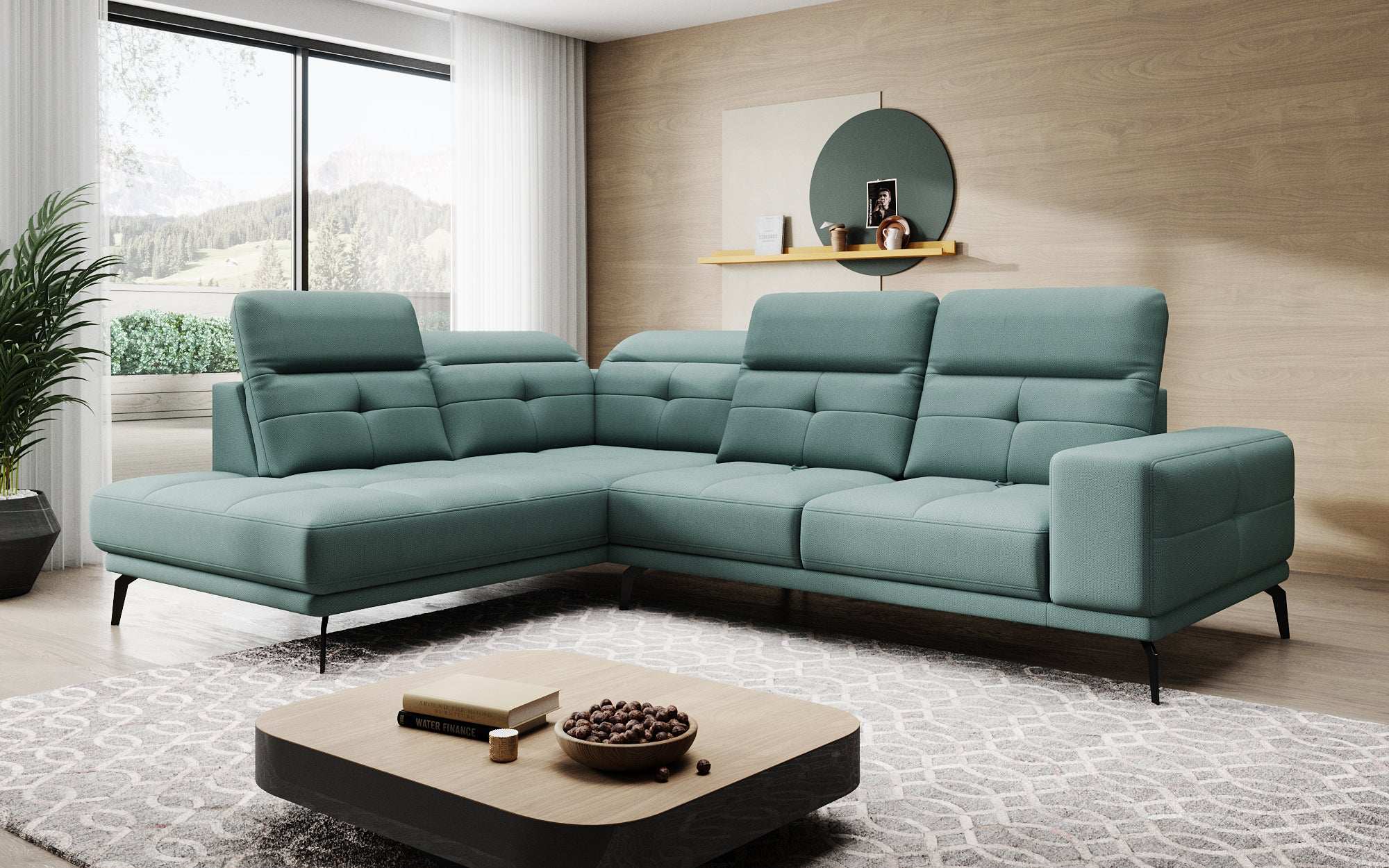 Designer Sofa Isabella with adjustable headrest and backrest