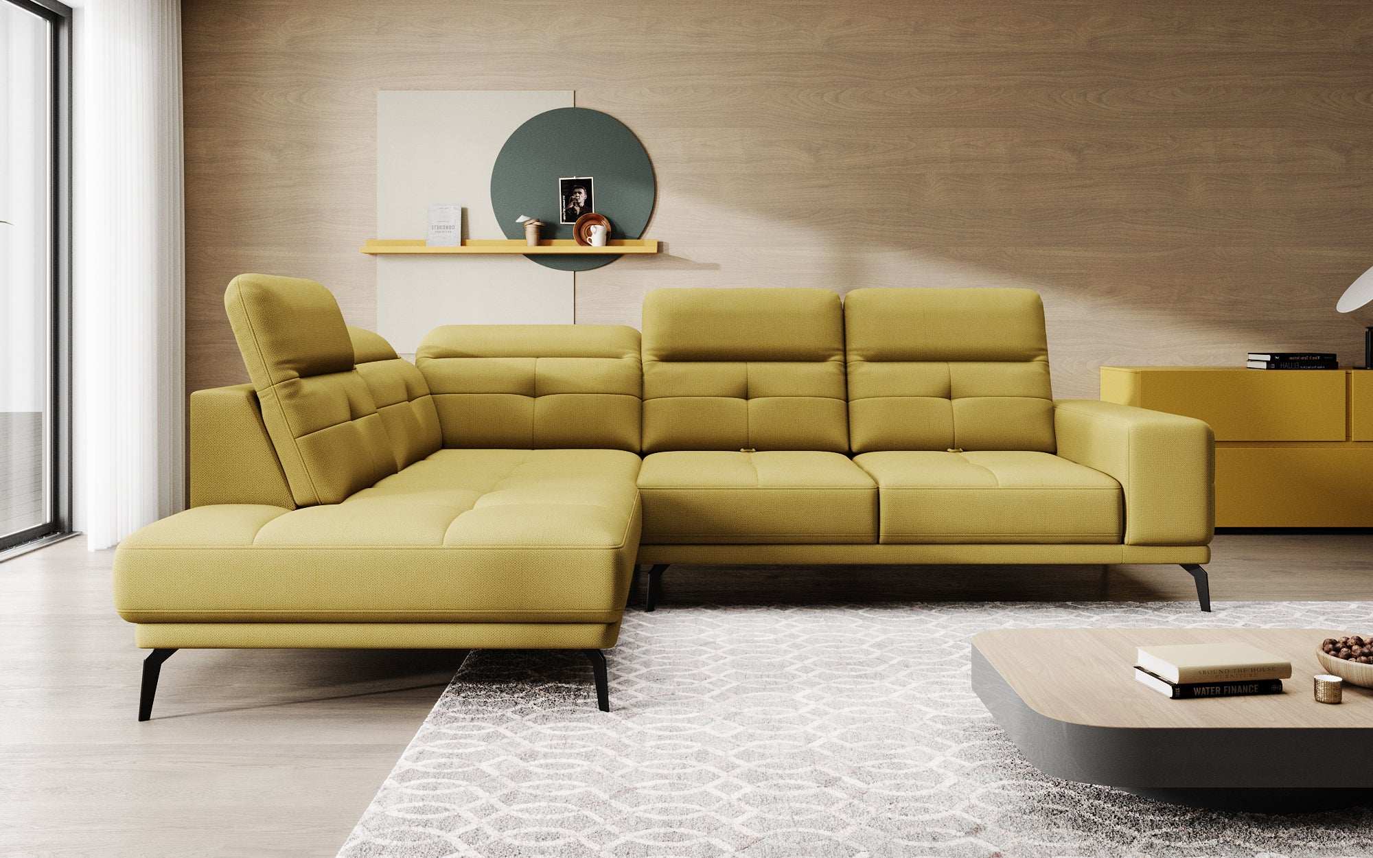Designer Sofa Isabella with adjustable headrest and backrest