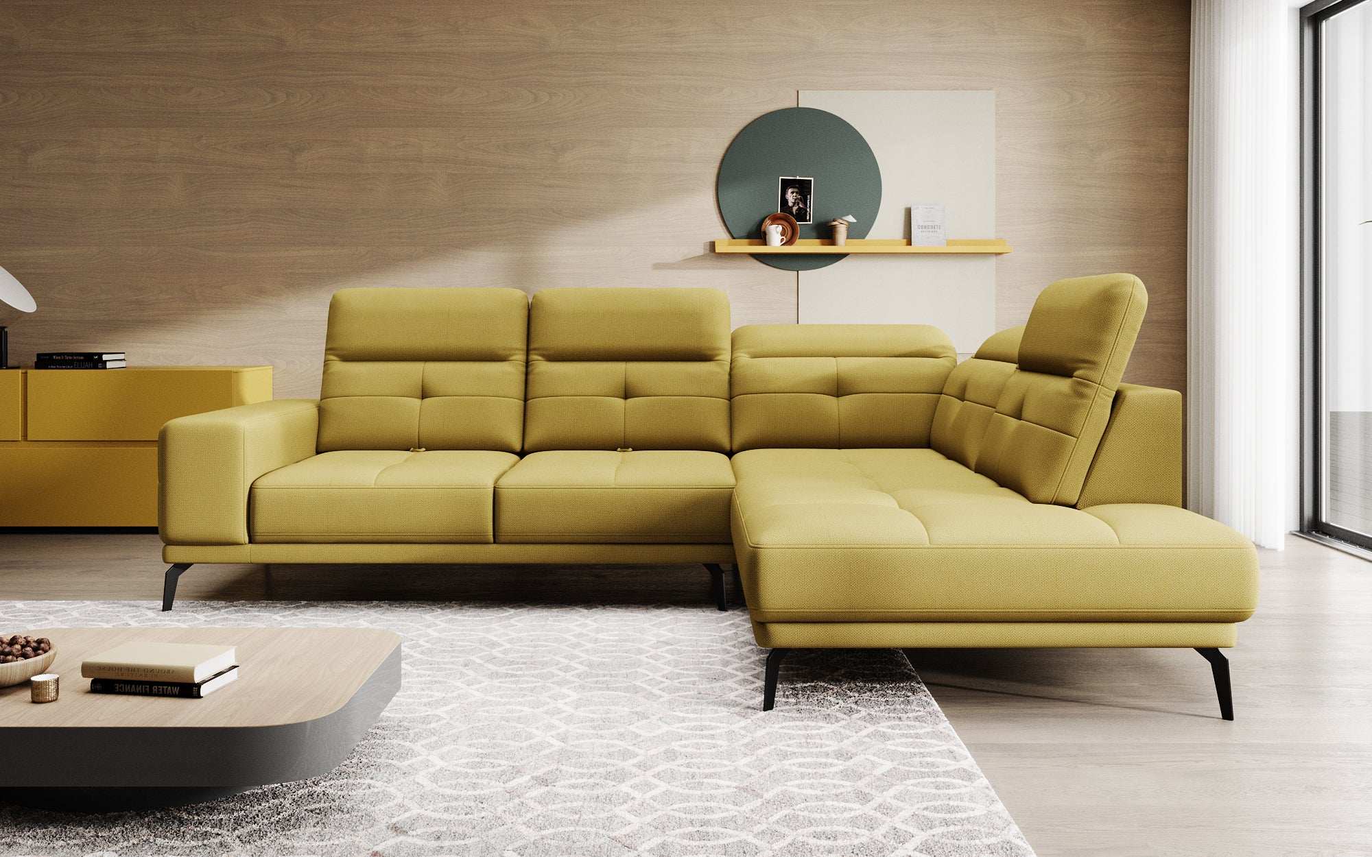 Designer Sofa Isabella with adjustable headrest and backrest