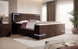 Boxspringbett Carlotta mit LED, Stauraum und USB (Samt) - Luxusbetten24