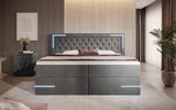 Boxspringbett Carlotta mit LED, Stauraum und USB (Samt) - Luxusbetten24
