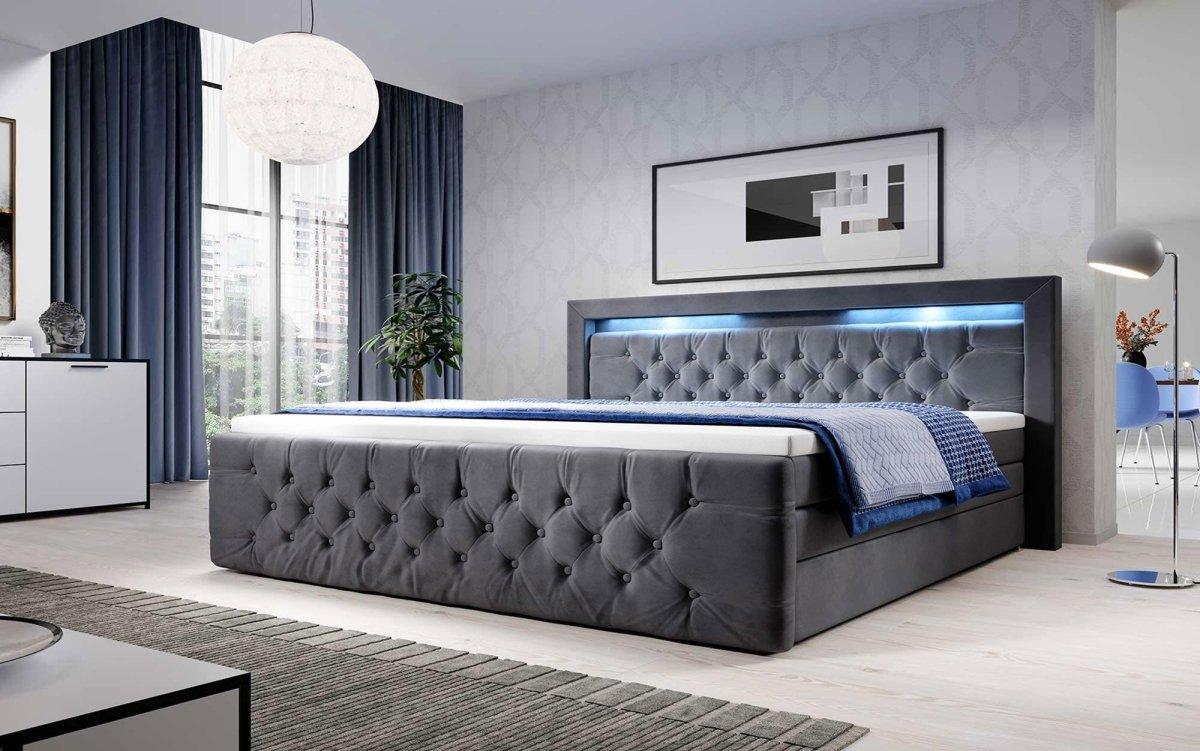 Boxspringbett Gloria mit LED und Stauraum - Luxusbetten24