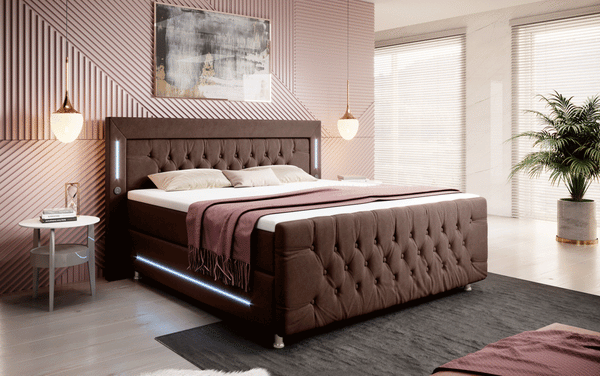 Boxspringbett Paradise mit LED, USB und Füßen