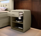 Designer Nachttisch Tavira mit USB (Kunstleder) - Luxusbetten24