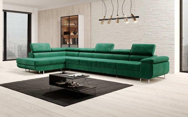 Designer Ecksofa Maxi mit Schlaf - und Klappfunktion in Samt