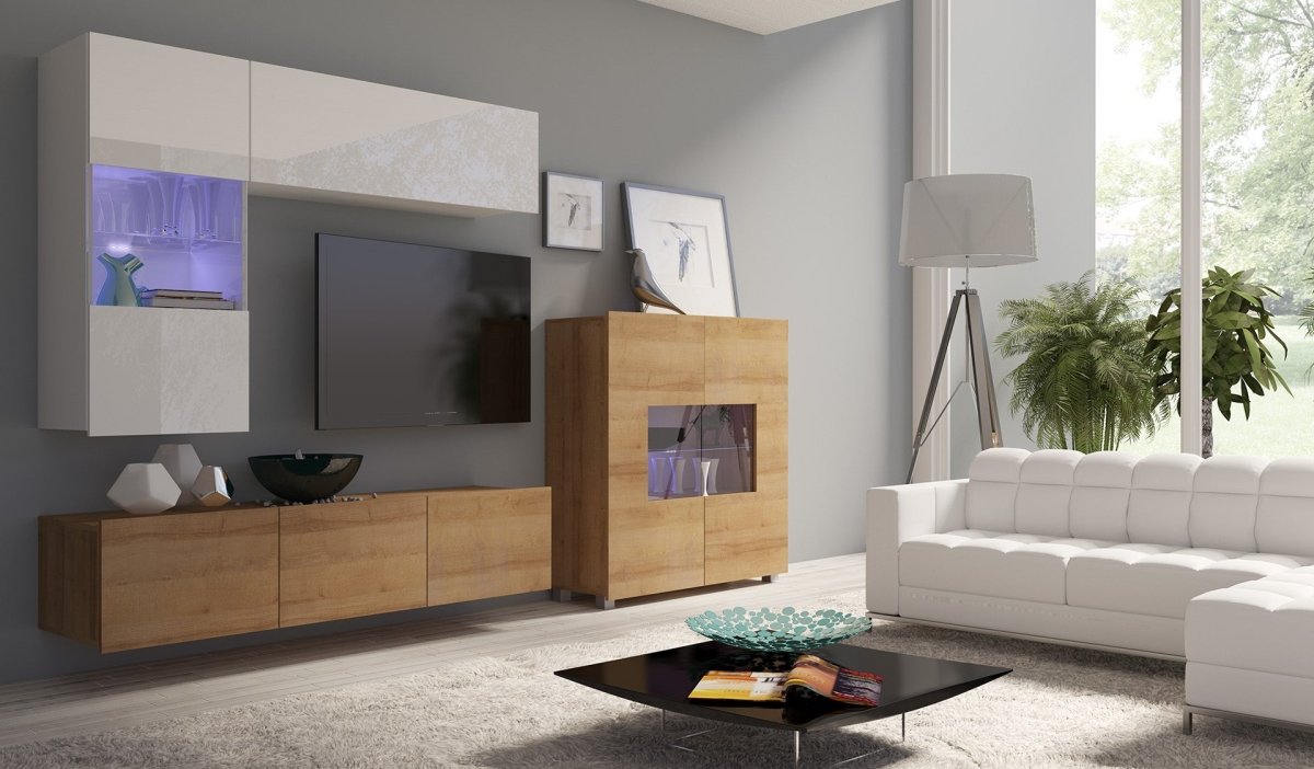 Designer Wohnwand Miro mit LED - Luxusbetten24